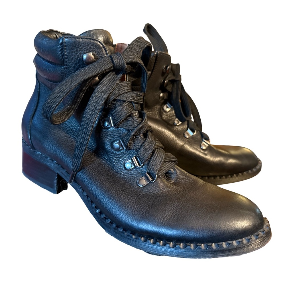 Gentle Souls Kenneth Cole NWOT Sz 10 Black Leather Ankle Hiker Boots (SH033) - Picture 2 of 13